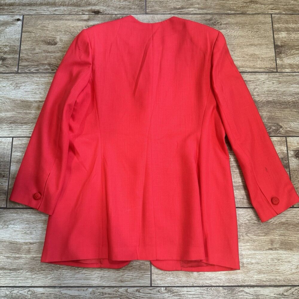 Vintage Red Embroidered Skirt Suit Sz 18 Lined - Picture 8 of 16